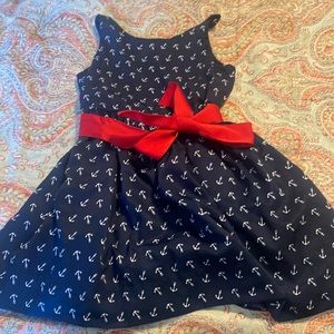 Ralph lauren toddler dress size4 , navy in color with cute red ribbon belt